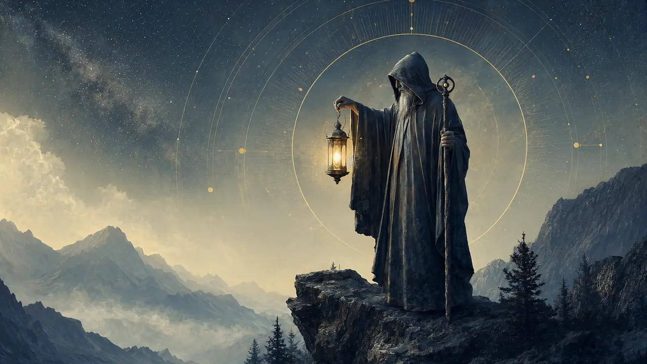 塔羅牌大阿爾克那「隱者牌」的深度象徵與心理意義解析 — Askaseer 星語塔羅配圖