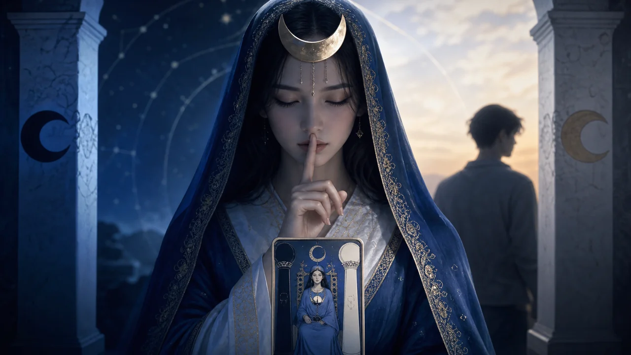 女祭司牌在曖昧塔羅中的沉默訊號 — Askaseer 星語塔羅配圖