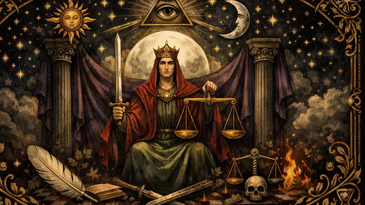 正義牌完整解讀：平衡與因果的塔羅象徵