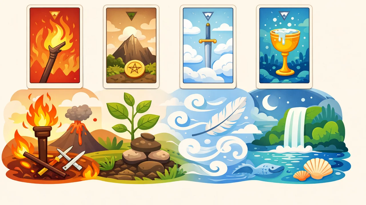 塔羅牌四元素火土風水怎麼影響解讀 文章封面圖