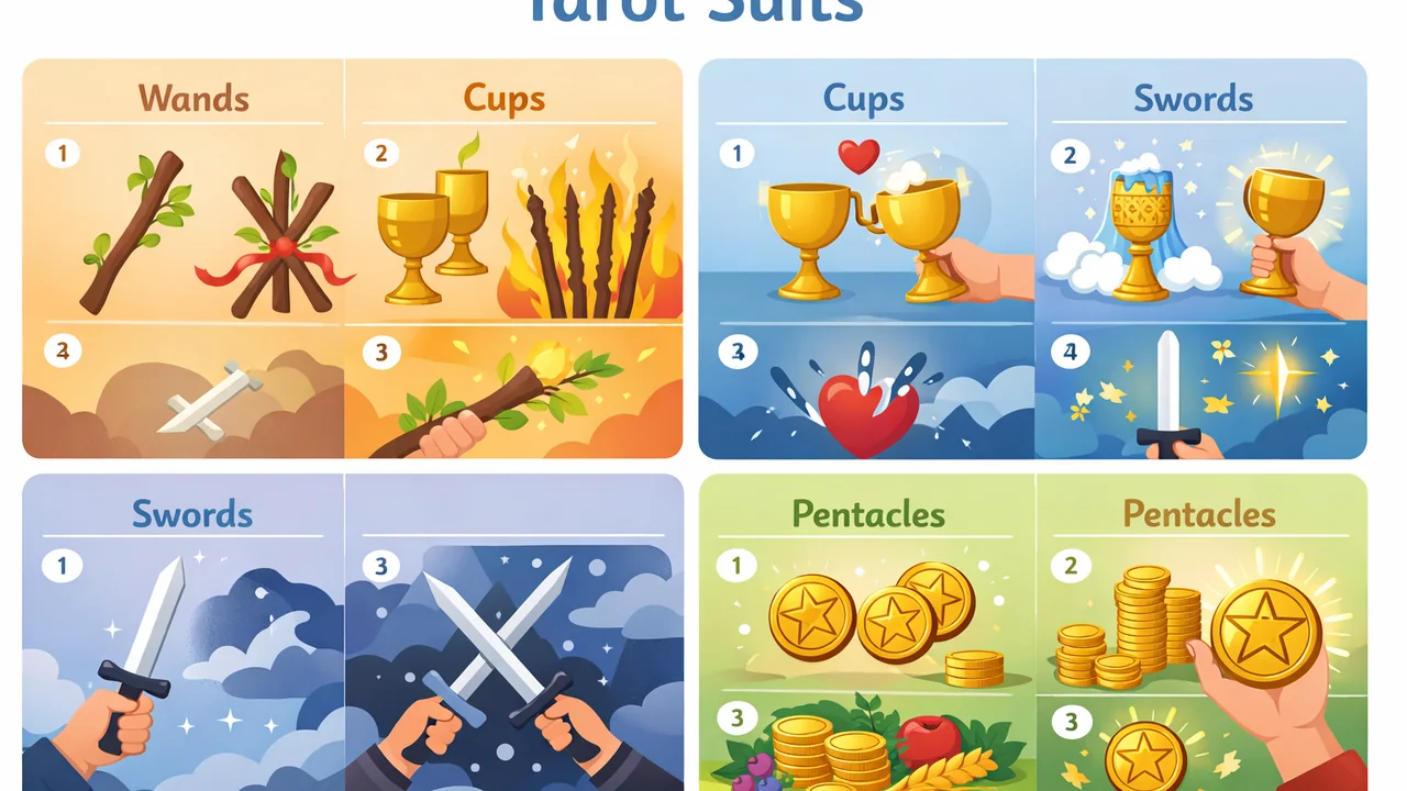 塔羅四大花色完整指南：權杖、聖杯、寶劍、星幣