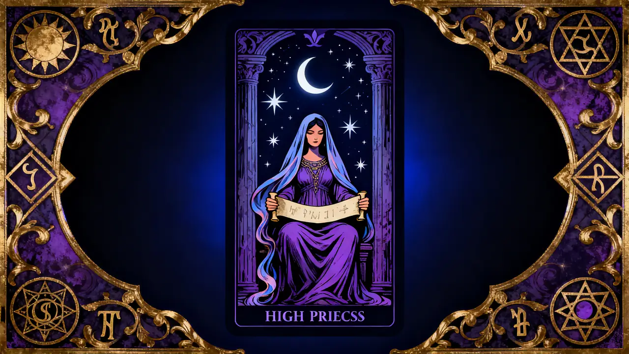 女祭司牌完整解讀：直覺與神秘的象徵：實戰教學 — Askaseer 星語塔羅配圖
