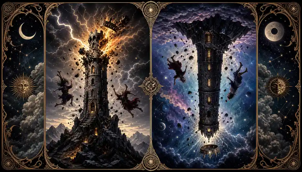 【高塔正位 | 高塔逆位】The Tower 牌面常見問題大全 — Askaseer 星語塔羅配圖
